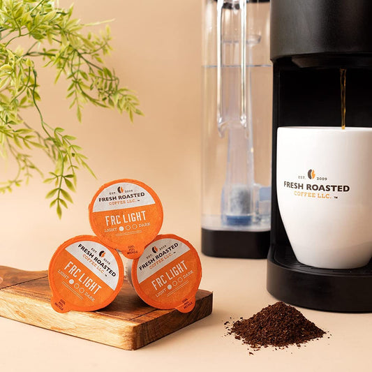 Fresh Roasted Coffee, FRC Light Roast Blend, Artisan Blend, 96 Pods for K Cup Brewers