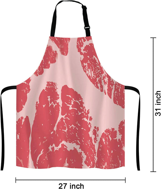 Beef Texture Apron for Women and Men, Adjustable Kitchen Chef Apron for Cooking Baking - Cute Birthday, Anniversary, Mother's Day Apron Presents for Mom Wife Girlfriend Aunt Grandma