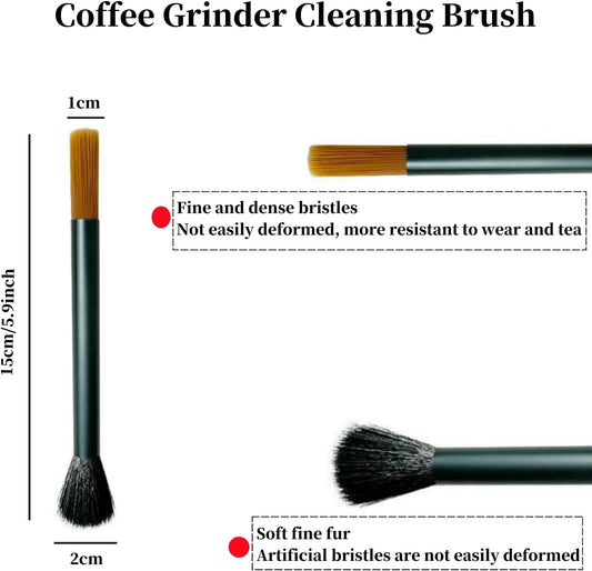 Professional Burr Grinder Cleaning Brush with Aluminum Handle - Dual Head Brush Ideal for Espresso Machine and Toaster