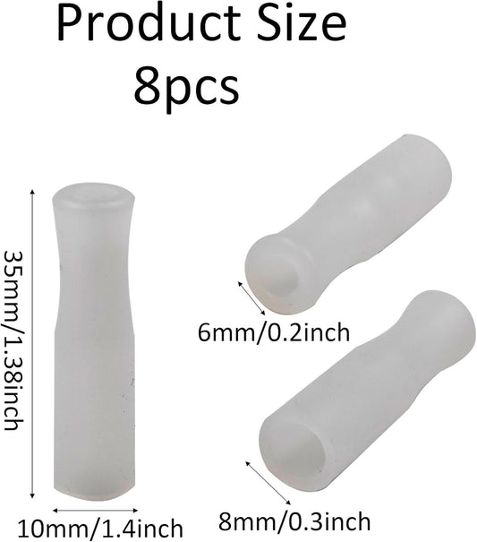 pson 8Pcs Silicone Straw Tips, Food Grade Reusable Anti-Scald/Cold Straw Covers Fit for 8mm Stainless Steel Straws(White)