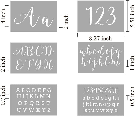 Stencils for Painting, 45 Pack, 4 Inch and 2 Inch Letter Stencils and Numbers, Symbols and Signs, Alphabet Stencils. Reusable Calligraphy Letter Stencils for Arts Crafts Painting Wood