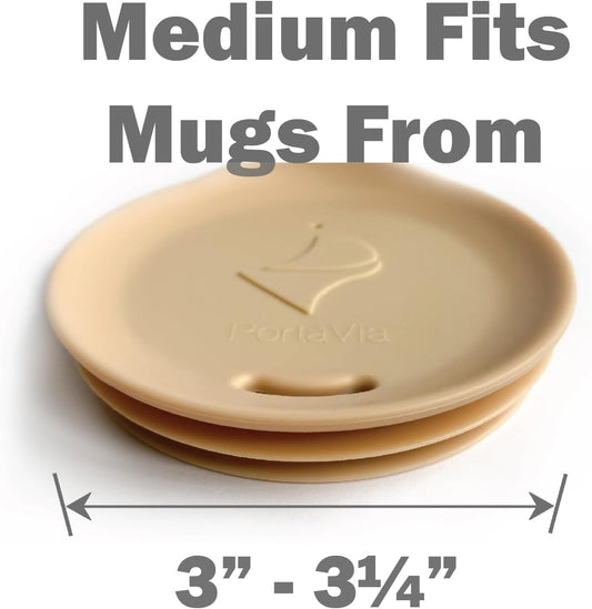 Reusable Coffee Cup Silicone Lid – Fits Most Tumbler, Water Bottle, & Ceramic Coffee Mug Between 3"-3¼" – Dishwasher-Safe Travel Mug Lid keeps your beverage in your mug (Medium - Cappuccino)