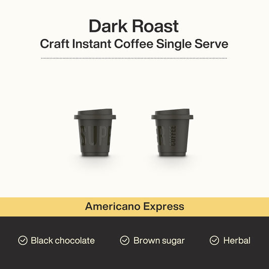 SATURNBIRD Express Instant Coffee, Latte & Americano Flavor Mix—Dark Roast, Instant Cold Brew Iced Coffee, Freeze Dried Arabica Powder, 24 Single Serve Coffee Packets for Traveling Camping Home