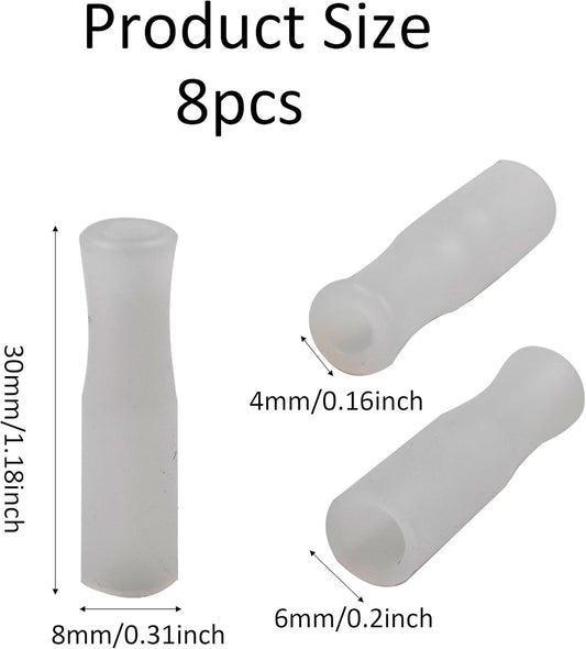 pson 8Pcs Silicone Straw Tips, Food Grade Reusable Anti-Scald/Cold Straw Covers Fit for 6mm Stainless Steel Straws(White)