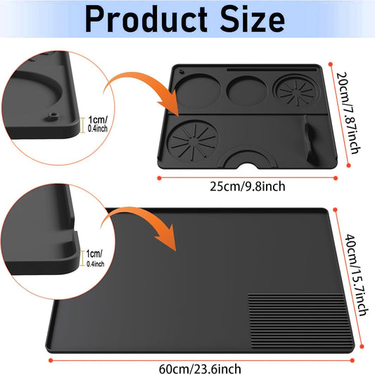 Silicone Coffee Mat with a removable tamper mat for Ninja Luxe Cafe Accessories,23.5"x15.7"Anti-Slip Heat-Resistant Coffee Bar Mat for Ninja Luxe Cafe Espresso Machine