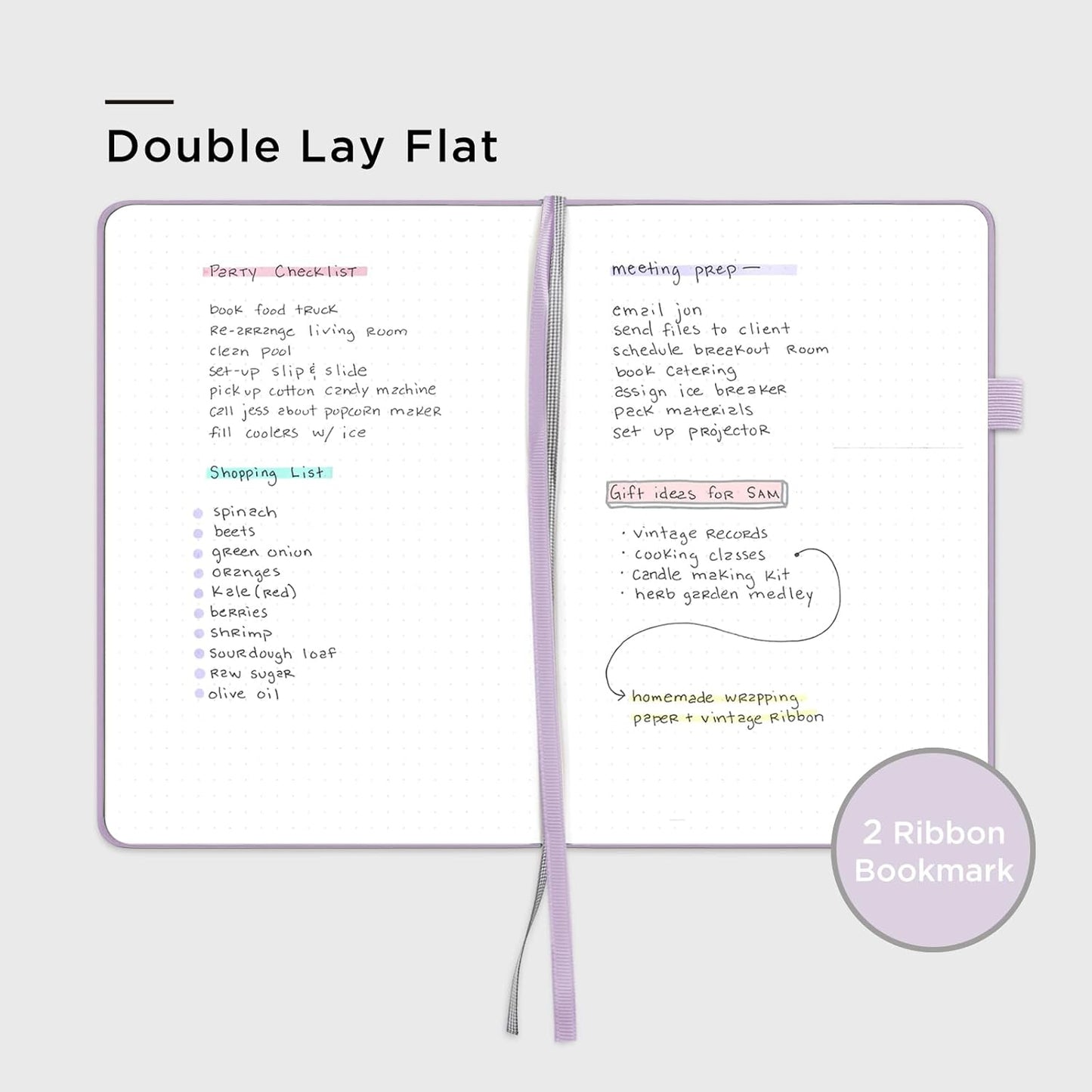 &And Per Se Dotted Journal Notebook for Women&Men with Pattern, A5 Leather Hardcover, 160 Pages 100GSM Thick Dotted Paper, 3 Sheets of Stickers Included(Lavender)