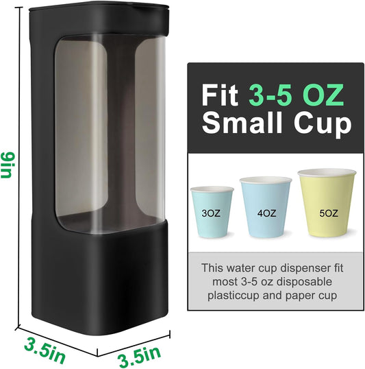 Cup Dispenser, Wall Mounted Water Cooler Cup Dispenser for 3oz-5oz Disposable Cups, Bathroom Cup Holder, Plastic Paper Cup Dispenser with Adhesive/Screw Mount for Office, Hospital, Bathroom