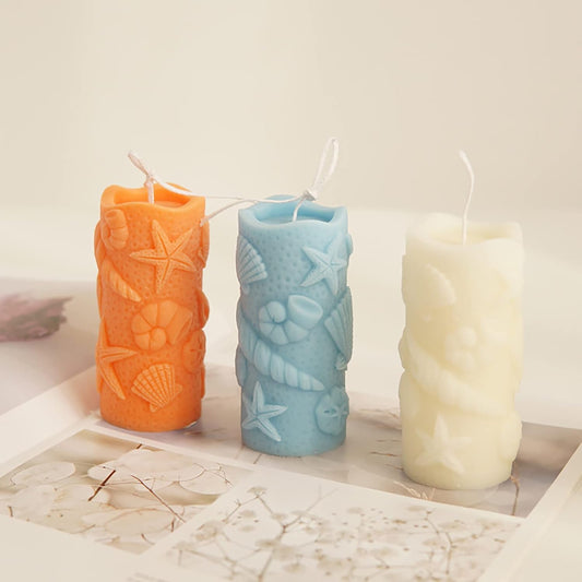 Shell Cylinder Silicone Molds for Resin, Soap & Candle Making - Starfish, Conch, Seafood & More