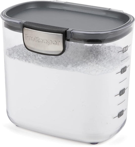 Progressive International ProKeeper+ Clear Plastic Airtight Food Baker's Kitchen Storage Organization Container Canister Set with Magnetic Accessories, 2- Piece Set (Powdered & Brown Sugar 1.4-Quart)