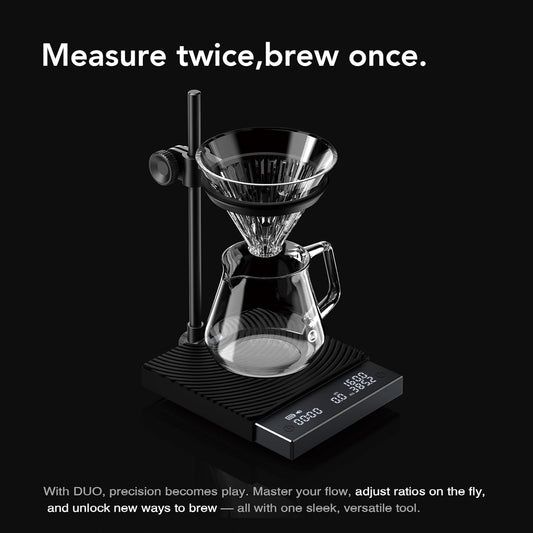 TIMEMORE Coffee Scale Black Mirror Duo (New) with Adjustable Dripper Mount/High-Precision Load Cell/Dual-Readout Display/Real-Time Flow Rate,Espresso Digital Coffee Scale for Pour Over Drip Coffee.