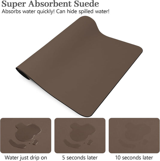 Bloss Coffee Mat, Bar Mat, Hide Stain Absorbent Drying Mat with Waterproof Rubber Back, Fit Under Coffee Maker Machine Pot Espresso Machine(12.2"x19.7", Brown)