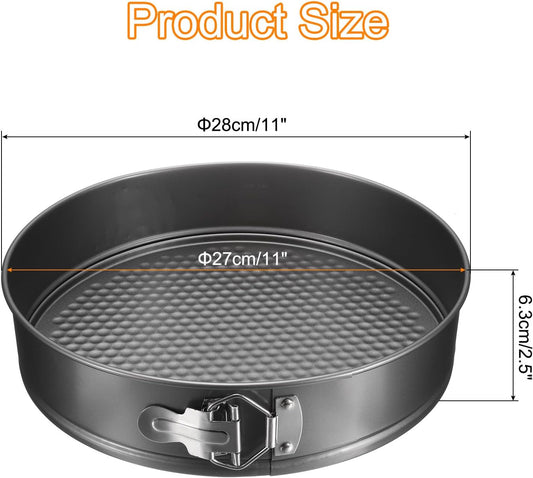 uxcell 11 Inch Springform Pan Nonstick Cake Pan with Removable Bottom Round Leakproof Cake Baking Pans Molds for Baking, Cheese Cakes, Pizza, Biscuits, Black(1pcs