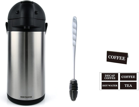 Heritage66 Thermal Coffee Carafe -Triple Wall Vacuum insulated Flask- Thermos keeping Beverages Hot for 12 hours /24 hours cold Tea, Water, and Coffee Dispenser (3 Liter / 101 Oz)