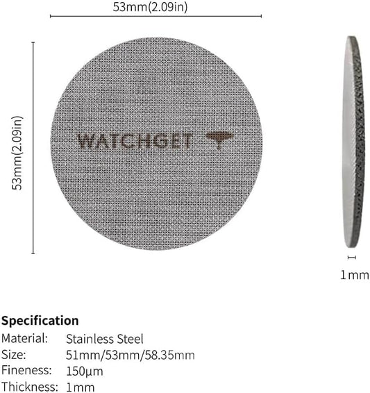 watchget 53mm Espresso Puck Screen Lower Shower Screen 1mm Thickness 150μm Metal Coffee Filter 316 Stainless Steel Reusable Espresso Screen for 54mm Portafilter Filter Basket(53mm(1mm thick))