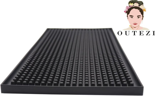 Reusable Bar Mat for Coffee Maker Mats, Countertop Spill Mats, 6" x 12" Black Dish Drying Mat