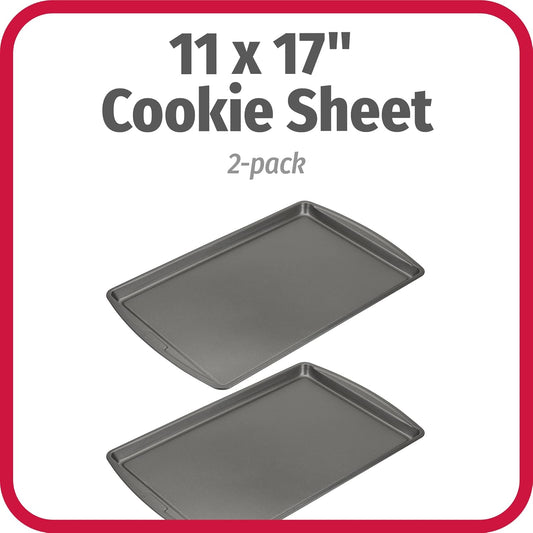 GoodCook AirPerfect Non-Stick 17” X 11" Cookie Sheet Set , Homemade, Frozen & Leftover Slices, Set of 2