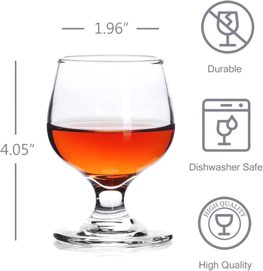 Shot Glass Set of 6 - Clear Cute Shot Glasses, Perfect for Tasting Brandy, Glass Snifters