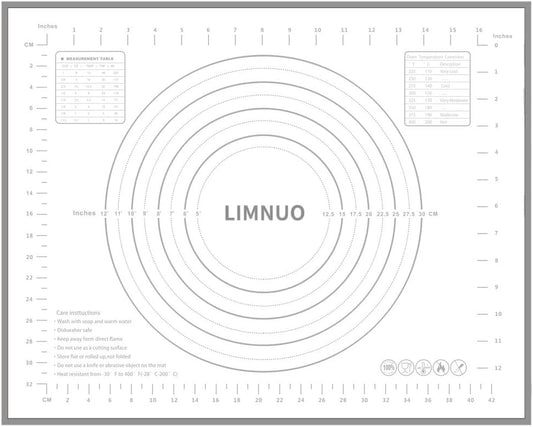 Silicone Baking Mat,Non Stick Rolling Dough with Measurements for Pie Pizza Cookies Fondant Making,Extra Thick Non Slip Silicone Pastry Mat