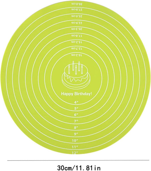 Silicone Baking Mat Cake Mat Silicone Cake Mat Silicone Baking Mat with Measurements for CakeTurntable Stand Non-Stick Heat Resistant Pastry Baking Sheet -Green