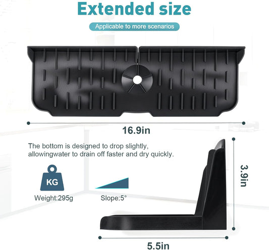 Silicone Kitchen Sink auto Drain Organizer, Kitchen countertop and Sink Splash Guard.Kitchen Sponge Rack and organizing Shelf,Suitable for Cleaning Tools, dispensers, Bottles, Cups (Gray)