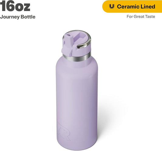 RTIC 16oz Journey Bottle Metal Stainless Steel Vacuum Insulated, BPA Free, Reusable, for Water, Hot and Cold Drinks, Travel, Sports, Camping, Dusty Lilac