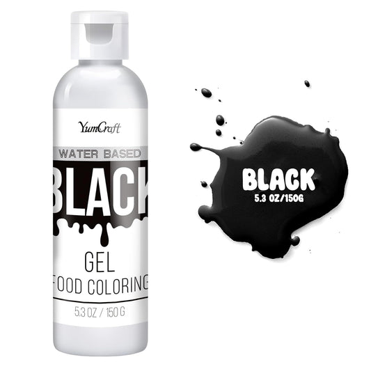 Food Coloring Gel - Vibrant Color Gel Food Coloring for Cake Decorating, Baking, Easter Egg, Icing - Tasteless Food Color Dye for Fondant, Cooking, Slime, Airbrush (Black, 5.3oz)