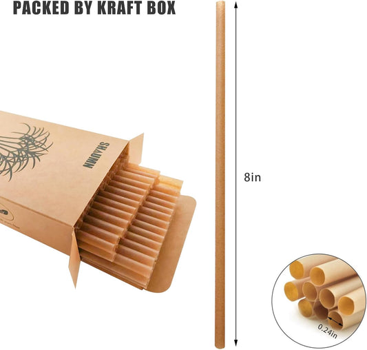 Biodegradable 200pcs Sugarcane Straws 8 Inch Compostable Disposable Drinking Straws Plastic Free Sturdy Smoothie Straws for Home Restaurant Parties Not Foggy