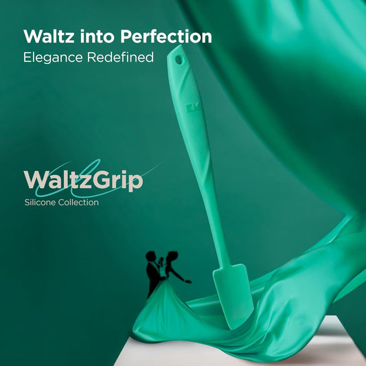 Kitchen Mama WaltzGrip Platinum Silicone Jar and Can Spatula Utensil Set: Heat-Resistant, Nonstick Scraper, Scooping, Perfect for Smoothies, Jam, Cream, Peanut Butter, Dishwasher Cooking Gadget (Teal)