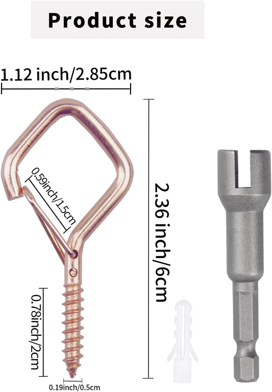 100 PCS Rose Gold Eye Screw Hooks for Hanging Heavy Duty with Safety Buckle.Metal Ceiling Hooks for Hanging Plants Cup Wind Chime Bird Feeders Patio Lights at Indoor&Outdoor