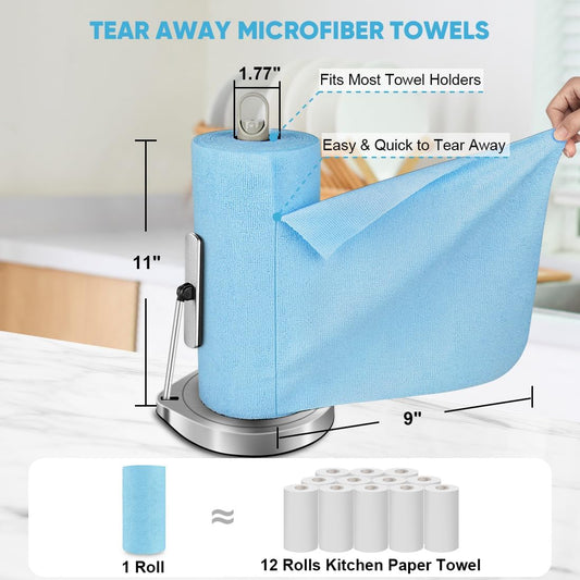 AIDEA Microfiber Cleaning Cloth 165 Sheets 3 Roll, Microfiber Towels for Cars, Blue Shop Towels, Shop Rags Washable, Cleaning Rags Reusable Paper Towels for Automotive, Workshops, House,11ร9"