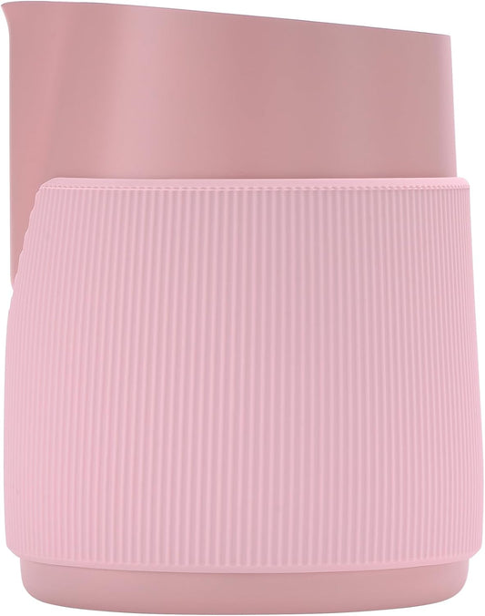 Normcore Handleless Milk Frothing Jug, Milk Pitcher 20.3 oz, Milk Frother Steamer Cup Stainless Steel Espresso Cup, Round Spout, Pink, 600 ml