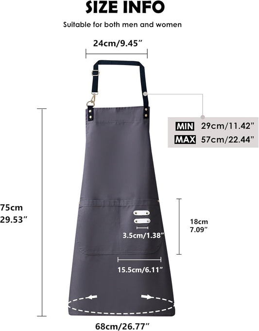 Lisianthus 2 Pack Adjustable Bib Aprons for Women with Pockets, Men's Kitchen Cooking Apron
