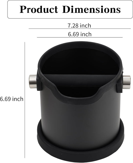 Coffee Tapping Box, Stainless Steel Espresso Floor Container, Waste Coffee Bucket, Barista, And Anti Slip Base Coffee Tools (Black)