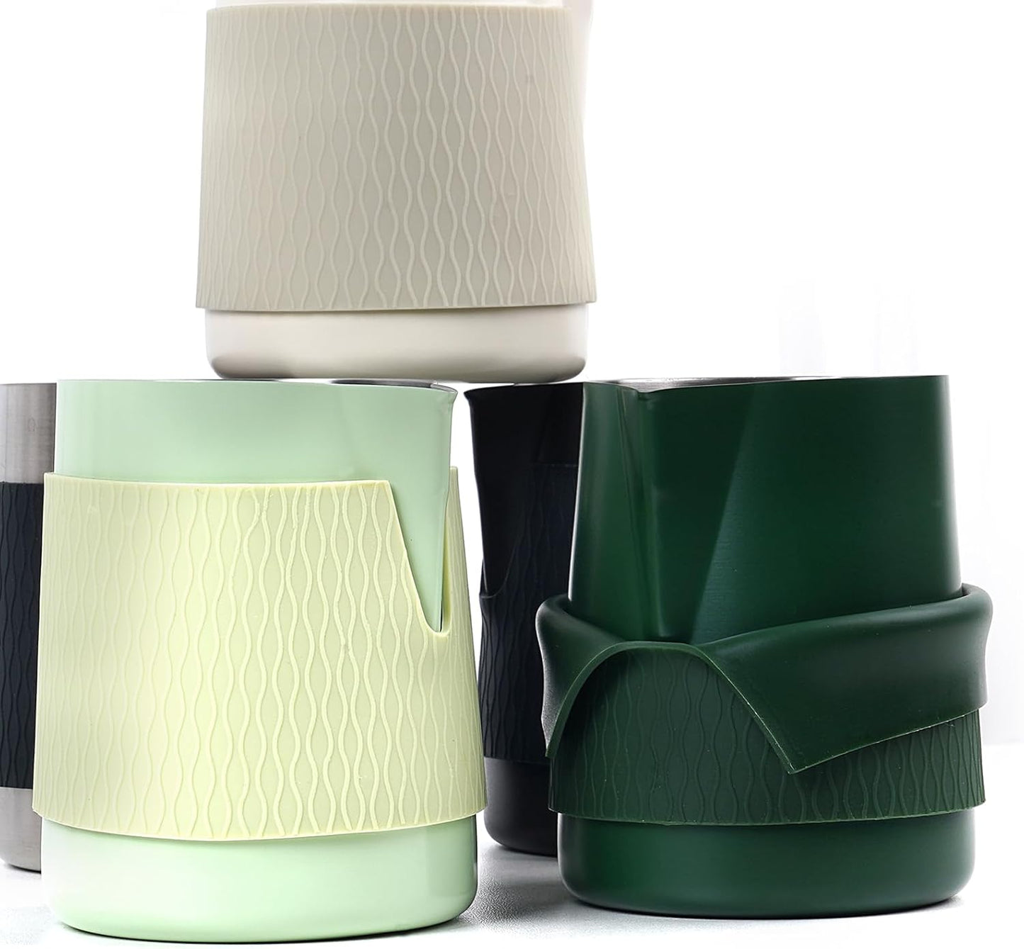 IKAPE Espresso Milk Pitcher, 15.04/450ml Milk Frothing Jug without Handle, Espresso Steaming Pitcher with Sharp Spout for Espresso Barista Tool(light green)