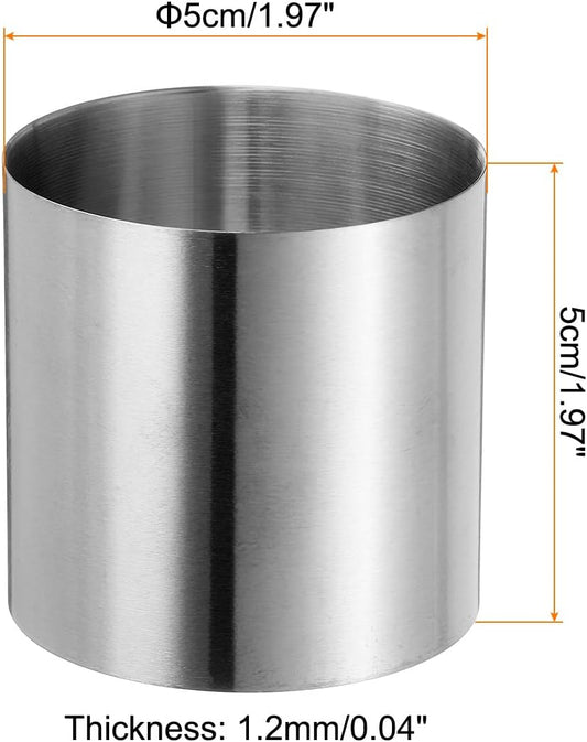 HARFINGTON Round Cake Ring 2 x 2 Inch Seamless Stainless Steel Pastry Mousse Dessert Ring Mirror Coating for Baking Cooking Making Tool