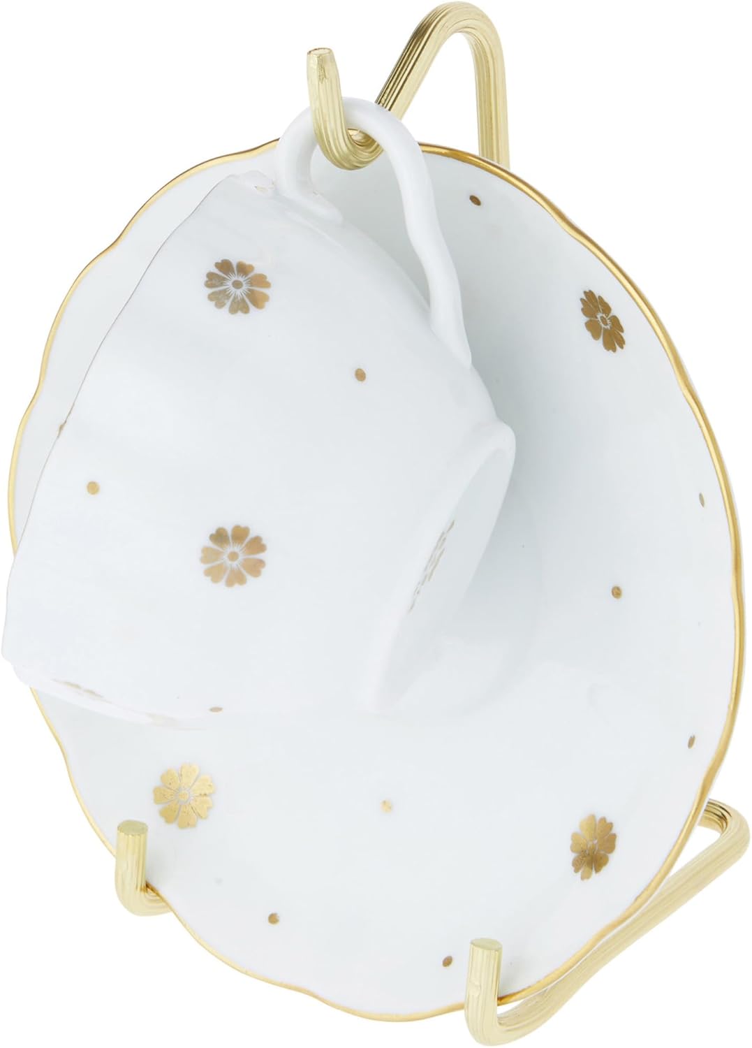 Bard's Demi-tasse Gold-toned Cup and Saucer Stand, 5.5" H x 2.75" W x 3.25" D (For 2-3 Fluid Ounce Espresso Cups), Pack of 2