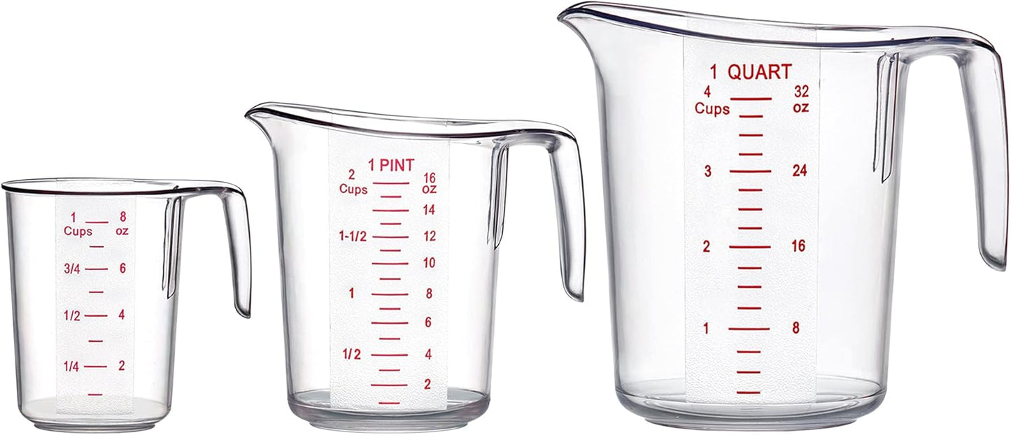 Amazing Abby - Melissa - Unbreakable Plastic Measuring Cups (3-Piece Set), Food-Grade Measuring Jugs, 1/2/4-Cup Capacity, Stackable and Dishwasher-Safe, Great for Oil, Vinegar, Flour, More