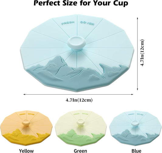 Silicone Cup Covers (Set of 3) , Multicolored Silicone Lids for Mugs, Cups, Flexible Mug Covers,Hot Cup Lids for Coffee & Tea