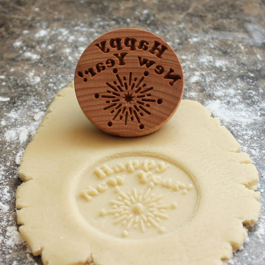Wood Cookie Stamp, 2.5 Inch (Happy New Year CS-107)