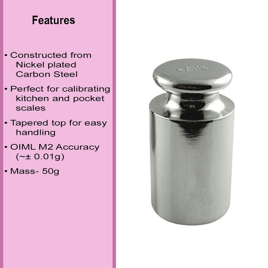 American Weigh Scales Calibration Weight for AWS Digital Scale, Carbon Steel, Chrome Finish, 50G (50WGT)