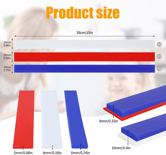 6Pcs Silicone Rolling Pin Guides - Perfect Dough Leveler Sticks for Precision Baking - Food Grade Silicone Strips for Thickness Guide