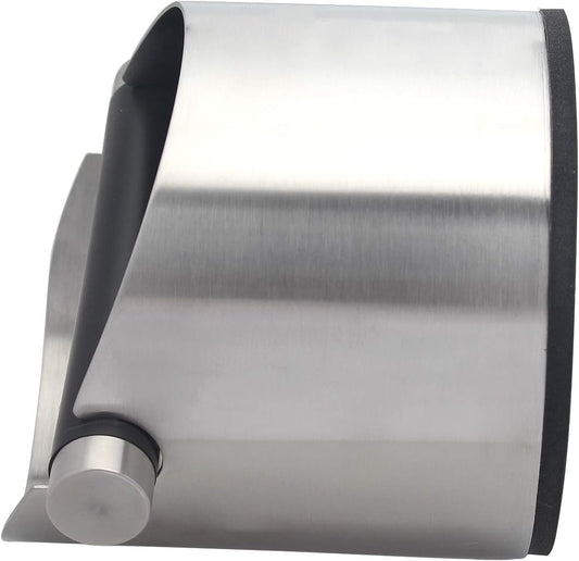 Espresso Knock Box, Stainless Steel Coffee Grounds Knock Box, With Removable Knock Bar and Non-Slip Rubber Base (Silver)