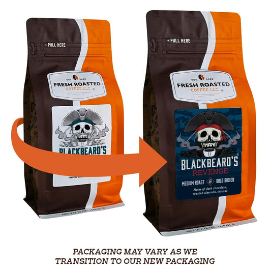 Fresh Roasted Coffee, Blackbeard's Revenge, 5 lb (80 oz), Medium Roast, Kosher, Ground