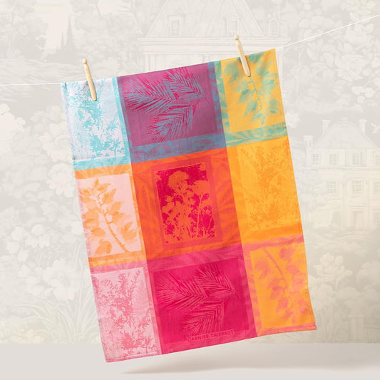 Garnier Thiebaut Mille Vegetaux Arc En Ciel (A Thousand Rainbow Plants) French Kitchen Towel 22"x30", Cotton, Jacquard