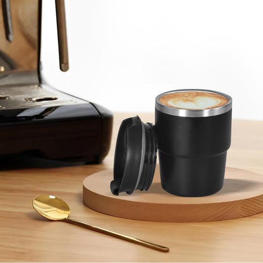 6oz Vacuum Insulated Espresso Cup Set of 2, Espresso Shot Cup for Coffee, Double Wall Stainless Steel Mini Tumbler Shot Glasses with Lid