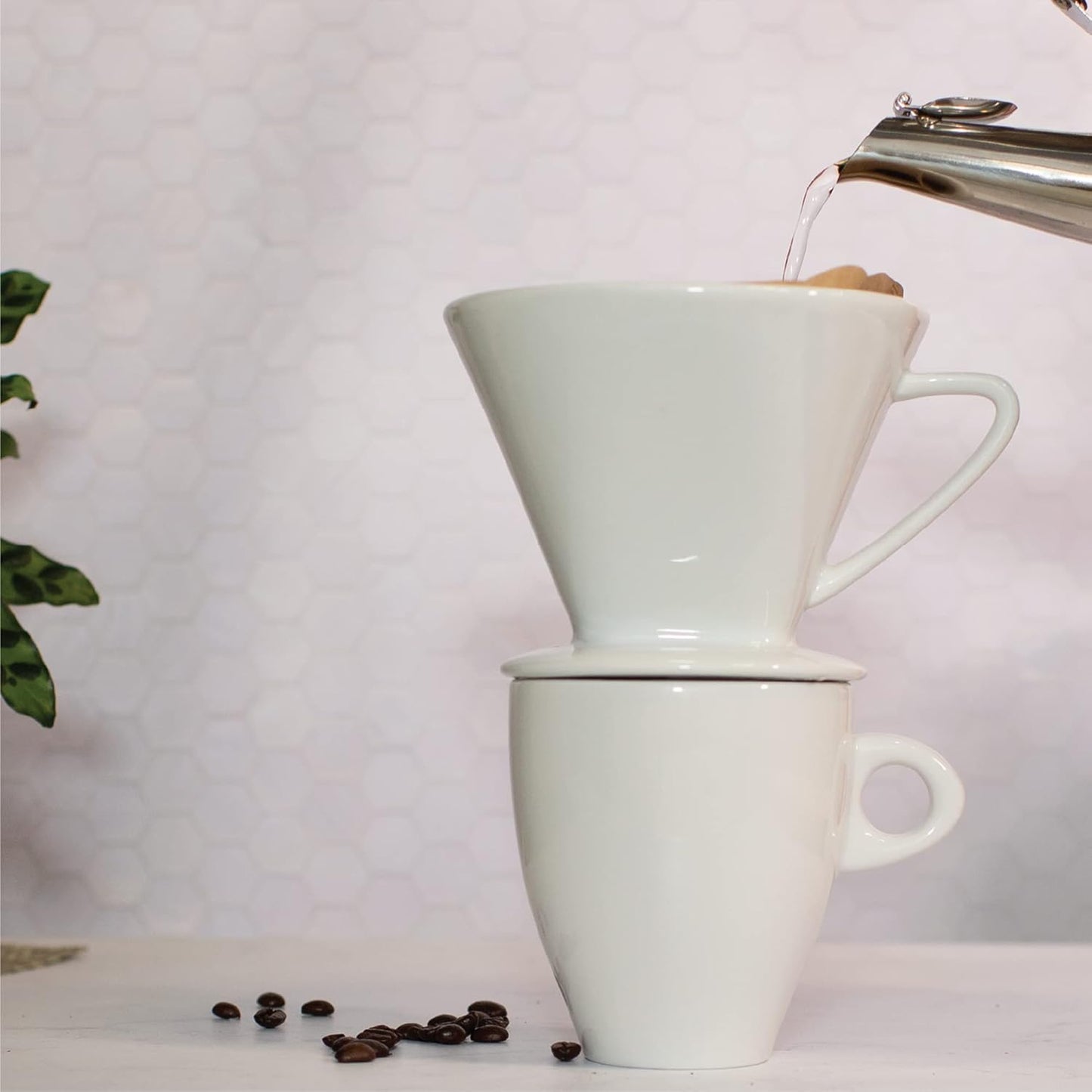 Cilio C104943 Porcelain Coffee Filter/Holder Pour-Over, 4/Medium, White
