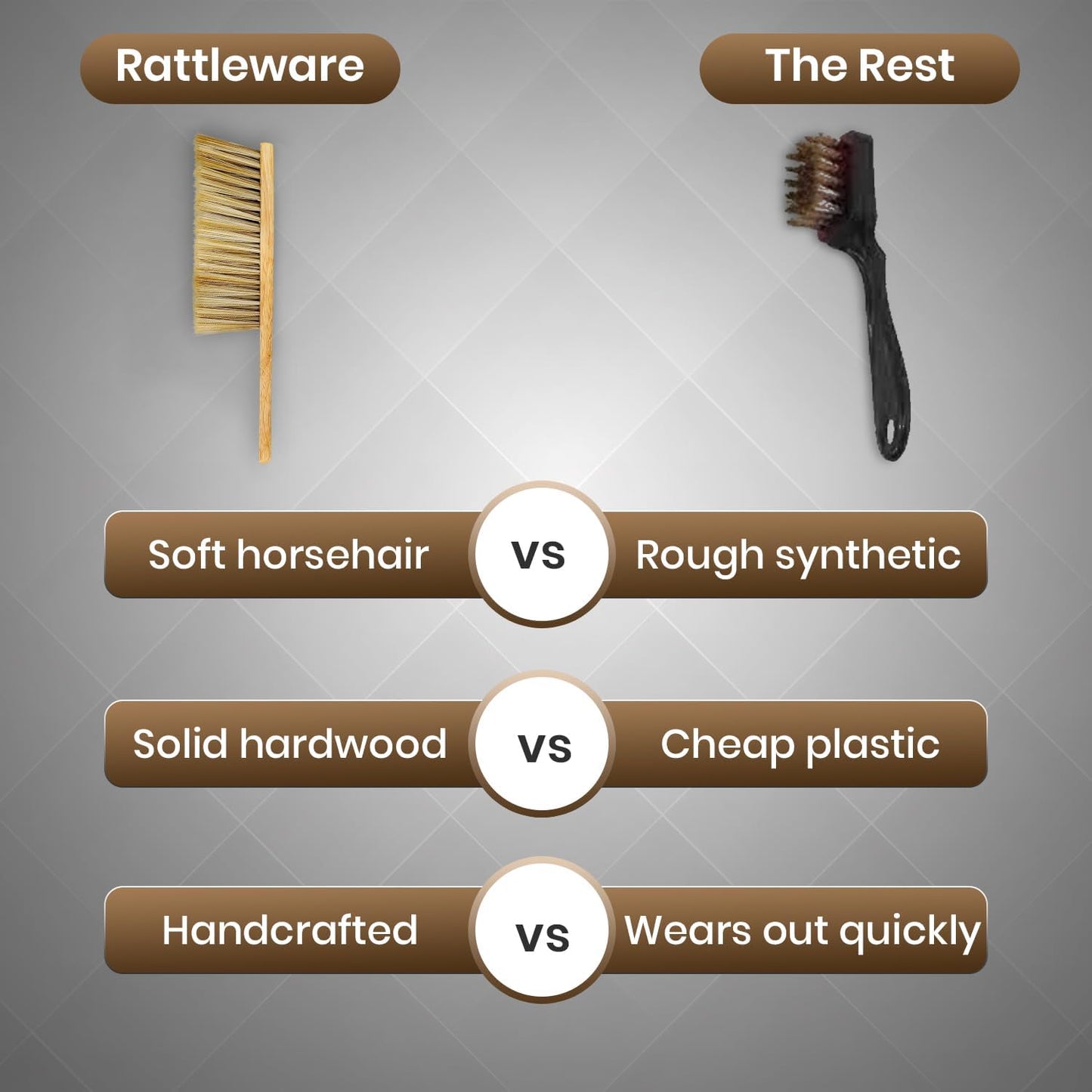 Rattleware Durable 11โ Counter Brush - Solid Wood Handle, Horsehair Bristles & Static-Fre - Ideal for Home & Commercial Use