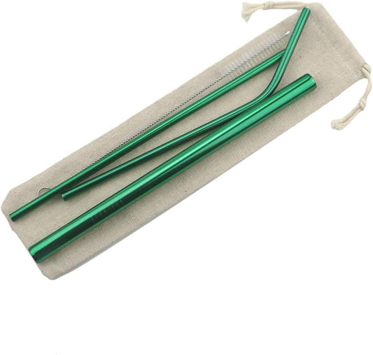 Gugrida Metal Straws Stainless Steel Straws 8.5" Drinking Straws Reusable 3 Set - Ultra Long Muti Color-Cleaning Brush for 20/30 Oz for Trail Tumblers Yeti RTIC SIC Ozark (2 Straight|1 Bent|1 Brush)