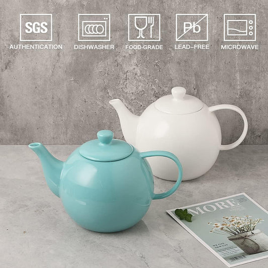 Sweejar Porcelain Teapot with Removable Stainless Steel Infuser,Microwave & Dishwasher Safe Tea Pots for Loose Tea,Tea Infuser Pots for Chrismas Women Gift (40oz Turquoise)