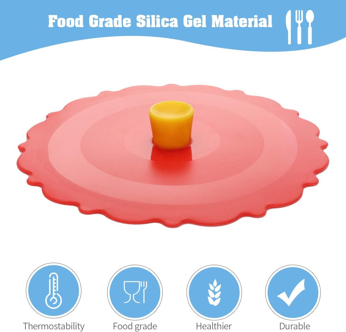 Silicone Cup Covers (Set of 4) , Multicolored Silicone Lids for Mugs, Cups, Tea Pots,Flexible Mug Covers,Hot Cup Lids for Coffee & Tea